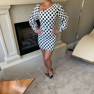 Lovers + Friends Black and white polkadot dress